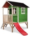 Domček cédrový na pilieroch Loft 300 Green Exit Toys s vodeodolnou strechou a šmykľavkou zelený