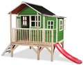 Domček cédrový na pilieroch Loft 350 Green Exit Toys veľký s vodeodolnou strechou a šmykľavkou zelený