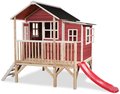 Domček cédrový na pilieroch Loft 350 Red Exit Toys veľký s vodeodolnou strechou a šmykľavkou červený