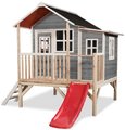 Domček cédrový na pilieroch Loft 350 Grey Exit Toys veľký s vodeodolnou strechou a šmykľavkou sivý