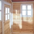 Domček cédrový na pilieroch Loft 700 Natural Exit Toys s vodeodolnou strechou pieskoviskom a 2,28 m šmykľavkou prírodný