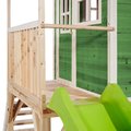 Domček cédrový na pilieroch Loft 700 Green Exit Toys s vodeodolnou strechou pieskoviskom a 2,28 m šmykľavkou zelený