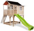 Domček cédrový na pilieroch Loft 750 Natural Exit Toys veľký s vodeodolnou strechou pieskoviskom a 2,28 m šmykľavkou prírodný