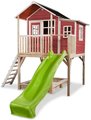 Domček cédrový na pilieroch Loft 750 Red Exit Toys veľký s vodeodolnou strechou pieskoviskom a 2,28 m šmykľavkou červený