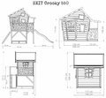 Domček cédrový na pilieroch Crooky 550 Exit Toys s verandou vodeodolnou strechou 1,75 m šmykľavkou a pieskoviskom sivo béžový