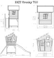 Domček cédrový na pilieroch Crooky 700 Exit Toys s vodeodolnou strechou 2,28 m šmykľavkou a pieskoviskom