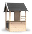 Domček cyprusový Hika Wooden Playhouse Exit Toys s tabuľou na kreslenie kriedou a koleso s 8 aktivitami od 24 mes