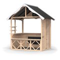 Domček cyprusový Hika Wooden Playhouse Exit Toys s tabuľou na kreslenie kriedou a koleso s 8 aktivitami od 24 mes