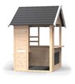 Domček cyprusový Hika Wooden Playhouse Exit Toys s tabuľou na kreslenie kriedou a koleso s 8 aktivitami od 24 mes
