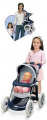 Kočík pre bábiku Inglesina Smoby športový (62 cm rúčka) strieborno-modrý