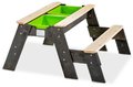 Pieskovisko cédrové stôl na vodu a piesok Aksent sand&water table Exit Toys piknikové s lavicou a krytom