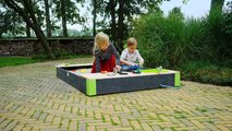 Pieskovisko s kuchynkou s tečúcou vodou Aksent Wooden Sandpit Exit Toys objem 440 kg s kuchynskými doplnkami 200*140 cm od 3 rokov