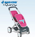 Kočík pre dve bábiky Maxi Cosi & Quinny Twin Smoby (65,5 cm rúčka) ružovo-šedý