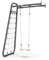 Multifunkčné fitness centrum GetSet Monkeybar MB110 Wall Mount Grey Exit Toys oceľová konštrukcia s hojdačkou a sieťou na šplhanie s upevnením na sten
