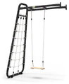 Multifunkčné fitness centrum  GetSet Monkeybar MB110 Wall Mount Black Exit Toys oceľová konštrukcia s hojdačkou a sieťou na šplhanie s upevnením na st