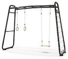 Multifunkčné fitness centrum GetSet Monkeybar MB210 Black Exit Toys rozšíriteľné s gymnastickými kruhmi hojdačkou a sieťou na šplhanie
