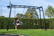 Multifunkčné fitness centrum s futbalovou sieťou GetSet Monkeybar MB305 Black Exit Toys s gymnastickými kruhmi basketbalom a hojdačkami oceľová konštr