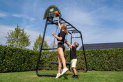 Multifunkčné fitness centrum s futbalovou sieťou GetSet Monkeybar MB305 Black Exit Toys s gymnastickými kruhmi basketbalom a hojdačkami oceľová konštr