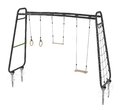 Multifunkčné fitness centrum GetSet Monkeybar MB310 Exit Toys rozšíriteľné s gymnastickými kruhmi hojdačkou hrazdou a sieťou na šplhanie