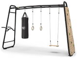Multifunkčné fitness centrum GetSet Monkeybar MB320 Black Exit Toys rozšíriteľné s gymnastickými kruhmi boxovacím vrecom lezeckou stenou hojdačkou a b