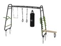 Multifunkčné fitness centrum GetSet Monkeybar MB330 Exit Toys rozšíriteľné s gymnastickými kruhmi boxovacím vrecom bradlami hrazdou a benchpress lavič