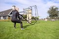 Multifunkčné fitness centrum GetSet Powerstation PS620 Exit Toys s boxovacím vrecom bradlami lavičkou gymnastickými kruhmi s lanom a lezeckou stenou