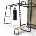 Multifunkčné fitness centrum GetSet Powerstation PS620 Exit Toys s boxovacím vrecom bradlami lavičkou gymnastickými kruhmi s lanom a lezeckou stenou