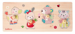 Drevené vkladacie puzzle Zvieratká Friends Eichhorn 4 dieliky so základňou od 12 mes