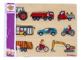 Drevené vkladacie puzzle Vozidlá Vehicles Eichhorn 9 dielikov so základňou od 12 mes