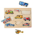 Drevené vkladacie puzzle Záchranné vozidlá Emergency Vehicles Eichhorn 9 dielikov so základňou od 12 mes