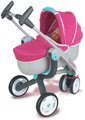 Kočík pre bábiku 3-kolesový Maxi Cosi & Quinny Smoby (70 cm rúčka) hlboký ružovo-modrý