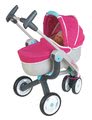 Kočík pre bábiku 3v1 Maxi Cosi & Quinny Smoby (70 cm rúčka) ružovo-modrý
