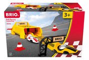 Štartovacia rampa pre autíčka Roll Racing Launcher BRIO žlté a biele pretekárske modely s kužeľmi a cieľom od 3 rokov BRIO5708