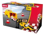 Štartovacia rampa pre autíčka Roll Racing Launcher BRIO žlté a biele pretekárske modely s kužeľmi a cieľom od 3 rokov BRIO5708