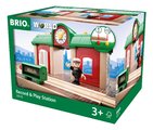 Drevená vlaková stanica so svetlom Record & Play Station BRIO elektronická s funkciou nahrávania a prehrávania od 3 rokov BRIO5781