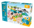 Drevená stavebnica s funkčným motorom Builder Motor Set BRIO elektronická 120 dielov s pracovným náradím od 3 rokov BRIO5919
