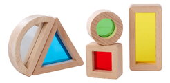 Drevené kocky s okienkami a zrkadlom Montessori Window Bricks Eichhorn 5 dielikov s rôznymi tvarmi od 12 mes