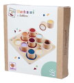 Drevená didaktická doska s kockami Montessori Touch Board Eichhorn 9 dielov s rôznym povrchom pre rozvoj hmatovej citlivosti