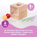 Drevený box s okienkom Montessori Box with Balls Eichhorn s 3 paličkami a 2 loptičkami pre rozvoj jemnej motoriky od 12 mes