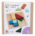 Drevené vkladacie puzzle Farby a tvary Montessori Shape Puzzle Eichhorn 12 kociek rôznych tvarov od 24 mes