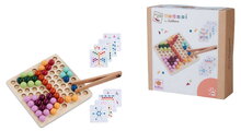 Drevená hra na triedenie korálikov Montessori sorting Beads Eichhorn 90 korálikov s 8 vzorovými kartami od 24 mes EH6034