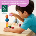 Drevené stohovateľné kocky Montessori Staple Beads Eichhorn 16 farebných dielikov