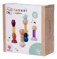 Drevené stohovateľné kocky Montessori Staple Beads Eichhorn 16 farebných dielikov