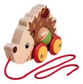 Drevené autíčko ježko so zvukom Pull Back Hedgehog Eichhorn so šnúrkou na ťahanie 16 cm od 12 mes