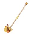 Drevené autíčko včielka Push Bee with Stick Eichhorn s vodiacou rúčkou dĺžka 50 cm od 12 mes