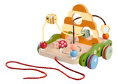 Drevený labyrint na ťahanie Pull-along Wagon Eichhorn s korálikmi od 12 mes