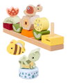 Drevená skladačka Kvety a zvieratká Stacking Game Eichhorn 13 stohovateľných kociek od 24 mes