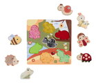 Drevené puzzle s textilnou štruktúrou Zvieratká Feel Puzzle with Fabric Eichhorn 7 vkladacích kociek so zvieratkami od 12 mes