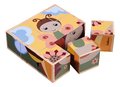 Drevené puzzle kocky zvieratká Picture Cube Eichhorn 9 dielov so 6 motívmi