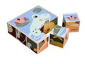 Drevené puzzle kocky zvieratká Picture Cube Eichhorn 9 dielov so 6 motívmi